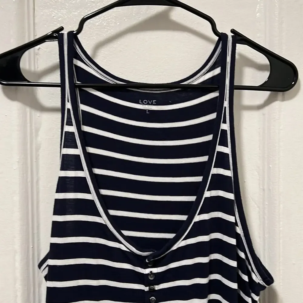 Love by Gap Navy and White Stripped Shorts Sleeveless Romper Size L - Picture 3 of 8